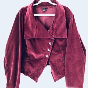 LB Asymmetrical Burgundy Corduroy Jacket